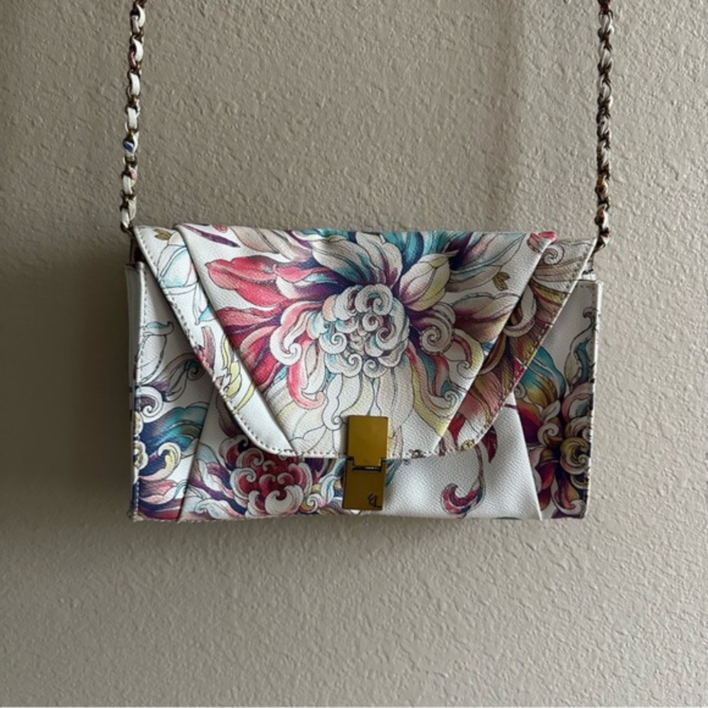 Elliott Lucca Floral Multicolor Envelope Crossbody - White Base